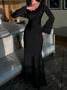 Rochie Eleganta Si Subtire Din Satin Pentru Doamne, Rochie De Seara