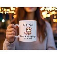 Do I Look Like A Morning Person? Funny Coffee Mug, Cat Mug, Cat Coffee Mug, Cat Lover Mug, Cat Mom Mug, Cat Dad Mug, Cat Lover Gifts - White - View 3