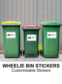 Customize Your Wheelie Bin With High-Quality Stickers-Personalized With Your House Number And Road Name, Weatherproof Horizontal Decals, 3.94x5.91inch,Back To School Fashion - Multicolor - View 4