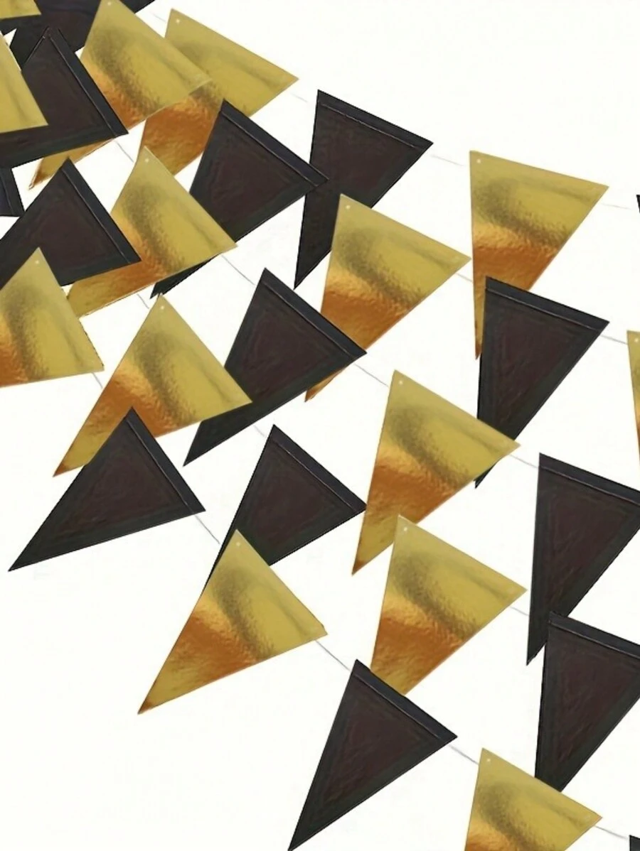 1 件三角旗横幅套装-带绳索和穿线针，适用于家居装饰、生日、毕业典礼、周年纪念、婚礼、新年前夜、订婚派对用品。 - 彩色 - 查看 1