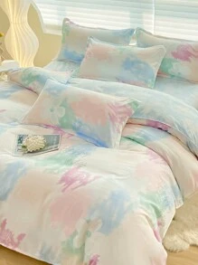 1 件全新拉绒柔软触感透气可机洗羽绒被套，吸湿排汗抗菌厚实保暖被套，适用于卧室、宿舍、儿童房、所有季节 - 暈染馬卡龍 - 查看 4