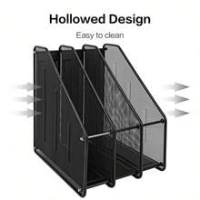 Mesh Magazine File Holder, Desk Organizer File Folder Document Rack For Office Organization And Storage, 3 Vertical Compartments, Black - Black - View 2