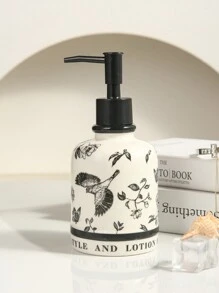 1 Pc Vintage French Floral Pattern Ceramic Soap Dispenser, Pump Head, For Home/Hotel, Bathroom Use Home Bathroom Decor Fall Decor Back To School