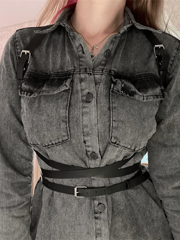 Women Leather Strap Waist Belt, PU Punk Style Garment Waist Strap, Fashion Accessory For Outfit, Suitable For Festival