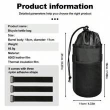 Bolsa aislada porta botellas de agua para bicicleta, Portavasos de bebida para bicicleta, Soporte para botella de agua tipo correa para cuadro de bicicleta sin tornillos, Bolsa de almacenamiento para teléfono móvil de bicicleta con correa para el hombro, Adecuado para viajes y trayectos