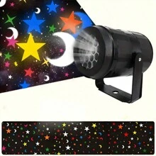 1 proiector LED rotativ cu model de stele și lună, alimentat prin USB, creează o atmosferă festivă, potrivit pentru casă, grădină, Ziua Îndrăgostiților, Paște, Anul Nou, decorațiuni pentru petreceri