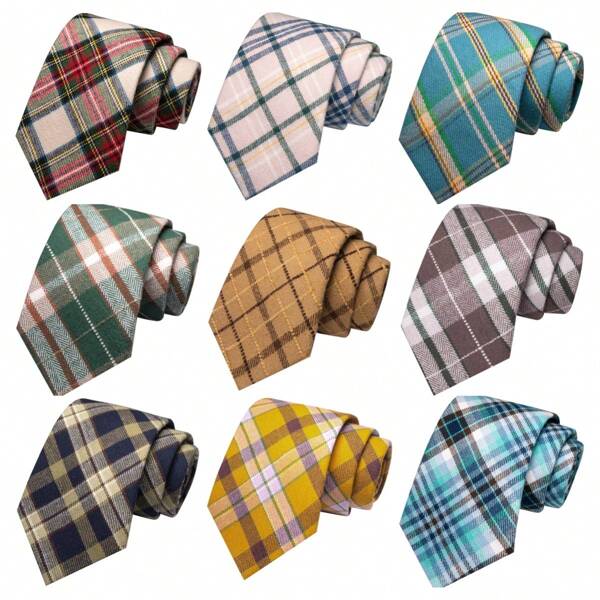 1pc Plaid Polyester Casual Necktie, Suitable For All Seasons
