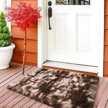 1 件蓬松扎染棕色毛绒地毯，柔软毛绒矩形防滑地毯，适用于客厅、卧室、浴室、游戏室、可洗四季装饰地垫、家居装饰