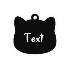 Etiqueta con forma de cara de gato personalizada, información privada personalizable, diferentes opciones de estampado, etiqueta antiextravío para decoración de gatos, múltiples opciones de color - Negro - Ver 8