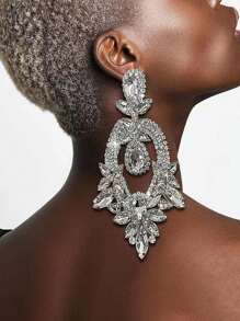 新品到貨時尚水鑽耳環帶豪華和高端水滴形吊墜適合女士 - 閃亮誇張大耳環 - 查看 7