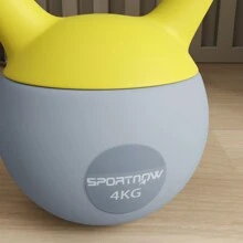SPORTNOW Soft Kettlebell, 4kg Kettle Bell With Non-Slip Handle For Home Gym Weight Lifting And Strength Training, Yellow And Grey - Yellow - View 9
