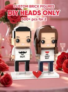 1 buah Minifigure Kustom, Minifigure Pasangan Kustom, Minifigure Wajah Persegi Kustom, Cocok untuk Dewasa 14+, Set Blok Bangunan Mini Kustom, Hanya Kepala yang Dapat Dikustomisasi, Hadiah untuk Pacar, Dekorasi Rumah Ruang Tamu, Hadiah Ulang Tahun - Tuan dan Nyonya Kanan - View 2