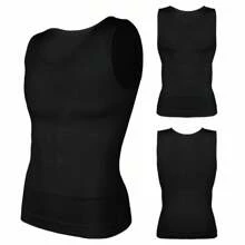 Men Compression Shirts Slimming Body Shaper Vest Workout Tank Top Tummy Control Shapewear Tight Undershirt - Black - View 10