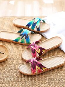 Pantofole in lino da donna e per coppie, sandali da spiaggia per primavera, estate e autunno, scarpe da passeggio piatte antiscivolo per interni con funzione massaggiante