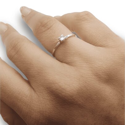 Anel Solitário Prata 925 Legítima Original Aparador Aliança Feminino Zircônia Minimalista Moderno Noivado