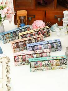 10 Rolls Of Vintage Bright Floral Pattern Washi Tape Set - Beautiful DIY Decorative Self-Adhesive Strips For Scrapbook Diary Decoration Washi Tape, Handmade Gifts For Friends Back To School
