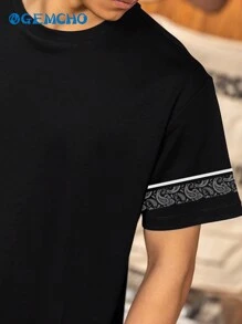 GEMCHO Men's Vintage Streetwear Silhouette Illusion Thermal Imaging Character Printed Short Sleeve T-Shirt, Summer, School - Black - View 5