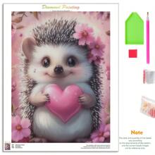 5D DIY Animal Diamond Painting Love Hedgehog Full Round Rhinestone Embroidery Kit Modern Valentine's Day Gift Home Decor - Multicolor - View 8