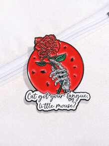 1 件朋克骷髅红玫瑰珐琅别针猫舌尖小老鼠胸针翻领徽章哥特式装饰珠宝礼物送给朋友 - 彩色 - 查看 8
