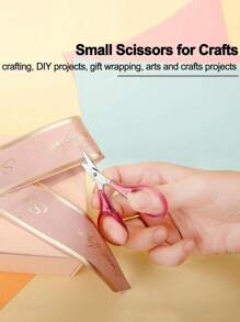 1把工艺剪刀 - 带保护套，手工剪纸剪刀，非常适合刺绣和精细剪纸，适用于工艺品制作、DIY和日常使用 - 非常适合学校、办公室和旅行 - 彩色 - 查看 2