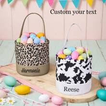 Cesta de dulces con huevo de Pascua bordado con nombre personalizado - Multicolor - Ver 2