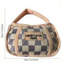 1 件格子图案宠物毛绒玩具，带手提袋，咀嚼玩具带声音效果，宠物的好伴侣 - 彩色 - 查看 11