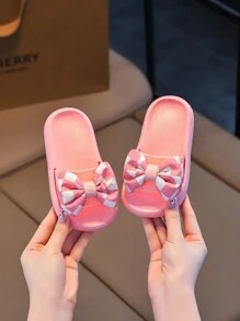 Children's Summer Sandals Slippers, Bowknot Decor, Cute Girl Style, Indoor & Outdoor Wear