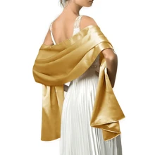 2 件金色缎面披肩/短披肩，优雅适合伴娘、婚礼派对、性别揭秘派对，非常适合生日、婚礼、派对，是送给同事、朋友和家人的完美礼物，适合返校