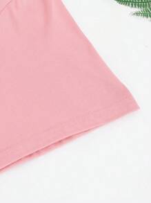 Letter Printed T-Shirt, Short Sleeved Round Neck Summer And Spring Casual Top, Women's Top - Pink - View 4