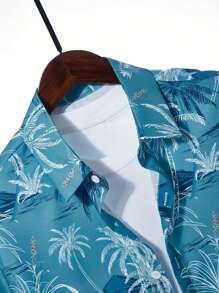 Plus Size Men's Hawaii Style Creative Pattern Printed Casual Shirt For Beach Vacation - Blue - View 4