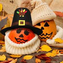 Felt Pilgrim Hat With Buckle Cute Thanksgiving Party Hat For Adult Holiday Cosplay Costume Props Accessory - Multicolor - View 5