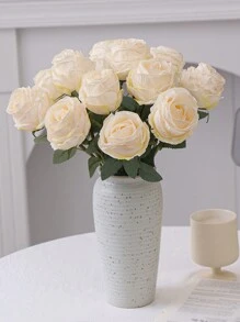 1/3/6支装人造火焰玫瑰，白色，适合母亲节装饰、婚礼季、毕业礼物、烛光晚餐装饰、学校宿舍办公室装饰、户外派对活动节日生日派对装饰、家居入口酒店餐厅客厅卧室婚礼厨房花园装饰、情人节装饰、复活节、春夏装饰，四季皆宜。 - 白色 - 查看 3