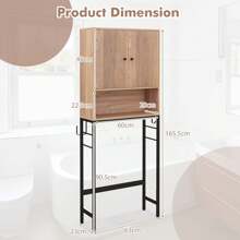 Over The Toilet Storage Cabinet Free Standing Toilet Rack-Natural - Khaki - View 6