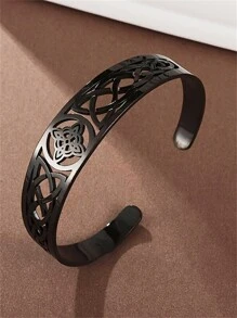SeuSuk 1pc Adjustable Open Cuff Bracelet With Witch Knot Design, Stainless Steel Celtic Occult Amulet Jewelry, Birthday Gift For Men & Women