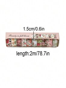 10 Rolls Of Vintage Bright Floral Pattern Washi Tape Set - Beautiful DIY Decorative Self-Adhesive Strips For Scrapbook Diary Decoration Washi Tape, Handmade Gifts For Friends Back To School