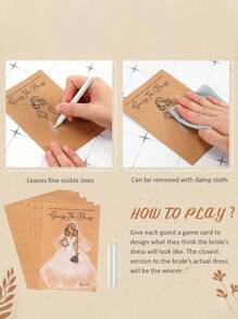 60 piezas - Juegos de ducha nupcial "El vestido" para invitados que incluyen tarjetas de juegos de ducha de boda y lápices solubles en agua. Decoraciones de boda divertidas, suministros para fiestas, ideas de juegos para fiestas de San Valentín y celebraciones festivas