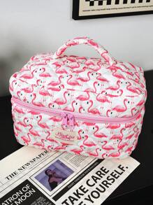 1pc Pink Flamingos Quilting Makeup Bag .Valentine's Day, Love/Lover, Heart, XoX0/Kiss White Travel Make Up Bag,Multifunctiona Cosmetic Bag Bathroom Wash Bag,Jewelry Storage Bag,Perfume Skincare Storage Bag,Brush Bag,Sanitary Napkin Bag,Headphone Bag,Coin Purse,Glasses Bag,Suitable For Home,Travel, School, And Work.Suitable For Women,And Students.Holiday Gifts Birthday Gifts Christmas Gifts Mom's Gift Souvenir - Pink - View 15