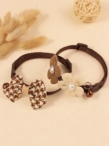 1pc Or 3pc/Set Cute Bowknot Cat/Dog Bell Collar, Suitable For Daily Use