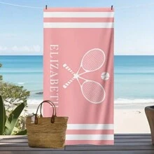 Asciugamano da spiaggia personalizzato con motivi sportivi come softball, racchetta da tennis e testo personalizzato, grande asciugamano da piscina o doccia per donne e uomini, regalo estivo, regalo di San Valentino, compleanno, fidanzato/a, vacanze, arredo bagno, accessori da viaggio, accessori da spiaggia