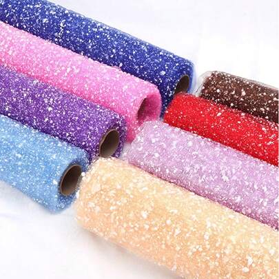 1 rollo de papel de malla con estampado de flores para envolver ramos, papel de regalo con puntos de nieve, material para manualidades, suministros para floristas, adecuado para bodas, Día de la Madre, Día de San Valentín y otras ocasiones, para empaquetar ramos y manualidades DIY