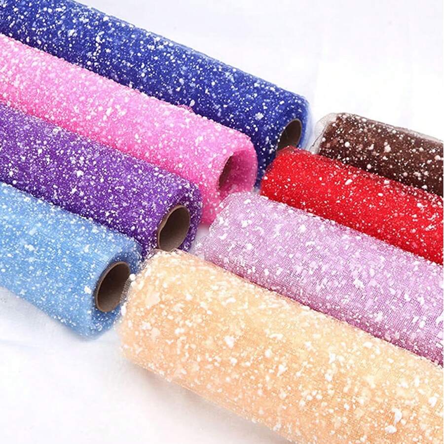 1 Roll Floral Wrapping Net Paper, Snowflake Dotted Tulle Flower Bouquet Gift Wrapping Paper, Craft Net Paper, Suitable For Flower Arrangement, Wedding, Mother's Day, Valentine's Day And Other Occasions - Multicolor - View 1