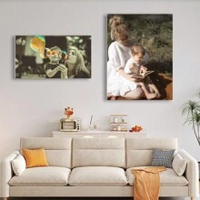 1pc Personalized Custom Canvas Photo Poster With DIY Wooden Frame Or Frameless Poster, Perfect Gift For Family And Friends.Customized Photo Canvas, Canvas Poster, Canvas Print, Perfect Wall Decoration Painting, Canvas Painting, Perfect Love Anniversary Gift, New Year Gift, Valentine's Day Gift Gifts Birthday Graduation