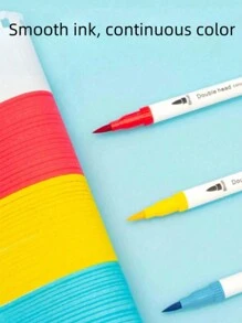 12/24/36/48/80/120 Pcs Dual Tip Marker Pen Set, Ceramic Painting Supplies, Fine Line And Brush Tip, Soft Nibs, Suitable For School, Ceramic Painting, Drawing, Writing, Journaling, Random Assortment, Holiday Gifts, Art Supplies,Back To School