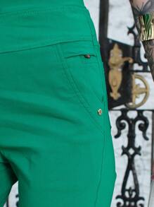 Calça Sarja Feminina Cintura Alta com Bolsos Confortável Bem Elastico 010 - Verde - Visão 6