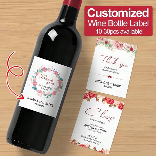 Customizable Waterproof Wine Labels-Perfect For Weddings, Anniversaries, And Special Occasions-Custom Vinyl Label For Prosecco, Champagne, And Spirits- ,And Easy To Apply-Premium Quality