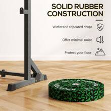 SPORTNOW Weight Plates Set, Solid Rubber Bumper Plates Weights Discs With 2"/5cm Holes, For Home Gym Weight Lifting Strength Training, 2 X 10kg - Green - View 3