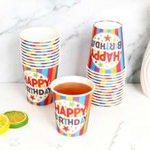 1pc Colorful Happy Birthday Theme Disposable Paper Cup For Holiday Party