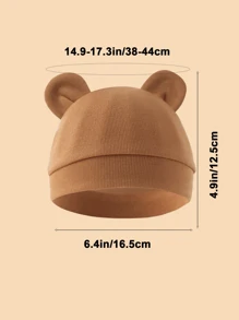 4pcs Newborn Infant Cotton Double-Ear Beanie Hat Set, Soft Knit, Simple, Breathable, Warm, Suitable For Newborn Baby Daily Wear To Head - Multicolor - View 2