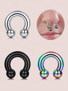 1 pieza Aro de nariz de gran tamaño de acero inoxidable, aro de septum de nariz, pendiente de hueso de la oreja, joyería multiusos de perforación corporal de múltiples dimensiones, disponible para hombres y mujeres, propósito especial, perforación a juego, cómodo de llevar