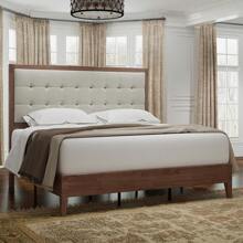 Wood Platform Bed Frame With Upholstered Tufted Headboard – Solid Wood Construction, No Box Spring Required - 核桃 - 查看 7